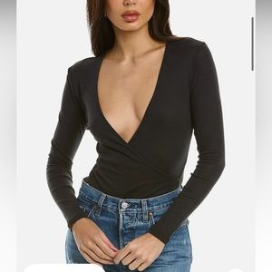 ba&sh Celia Deep V Bodysuit Black S